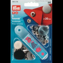 TRYKKNAP-KIT ANORAK 6STK �=20MM- S�LV