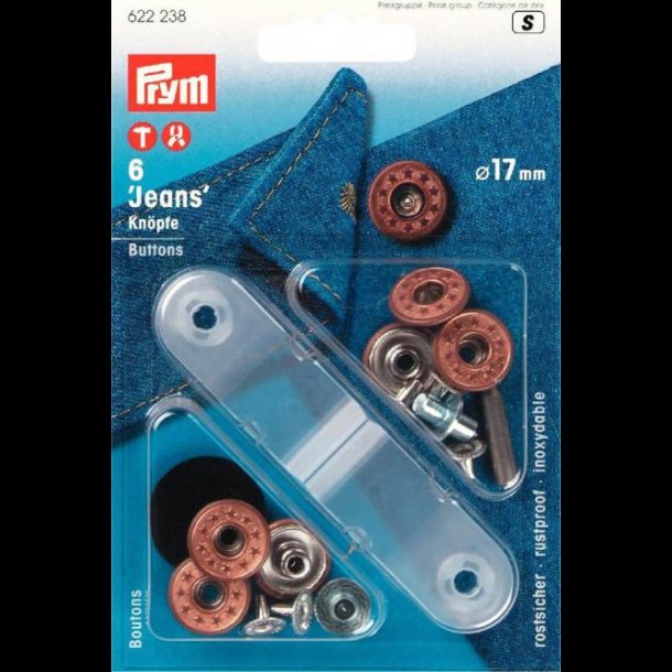 TRYKKNAP-KIT JEANS 6STK =17MM - STJERNER - BRONZE