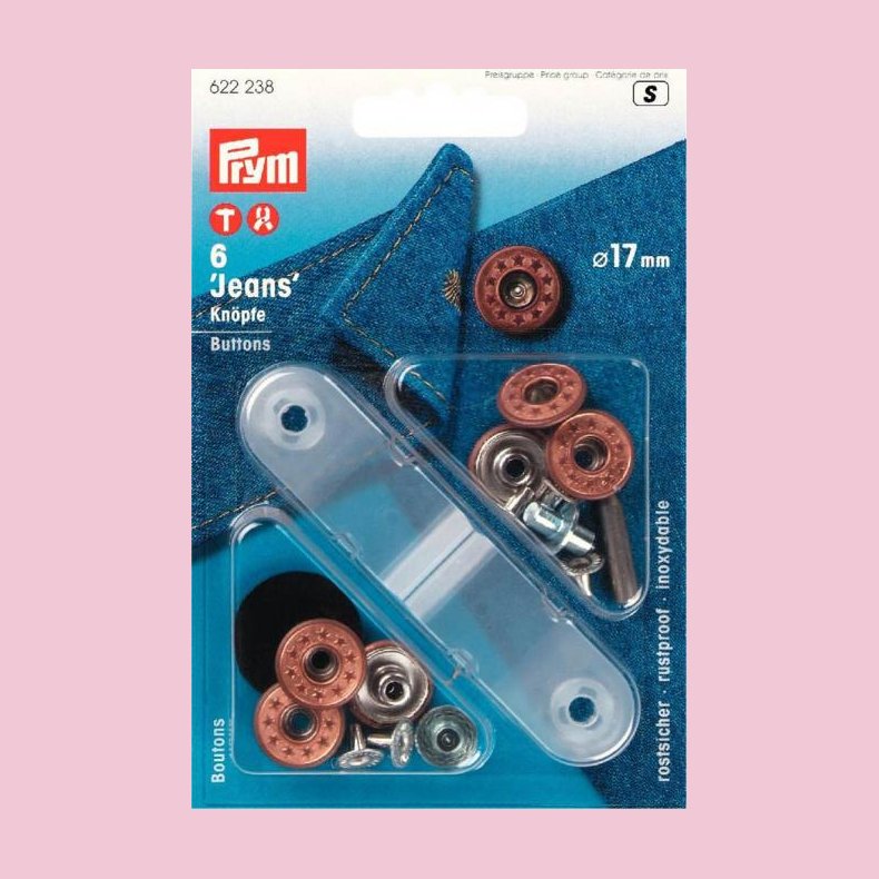 TRYKKNAP-KIT JEANS 6STK �=17MM - STJERNER - BRONZE