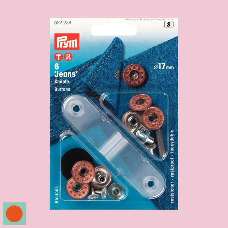 TRYKKNAP-KIT JEANS 6STK =17MM - STJERNER - BRONZE