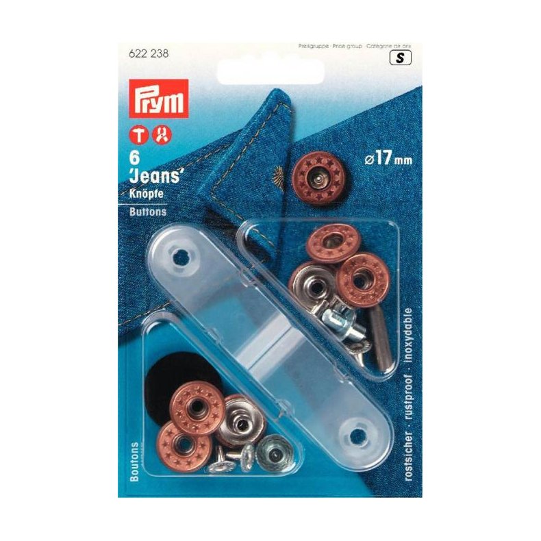 TRYKKNAP-KIT JEANS 6STK =17MM - STJERNER - BRONZE