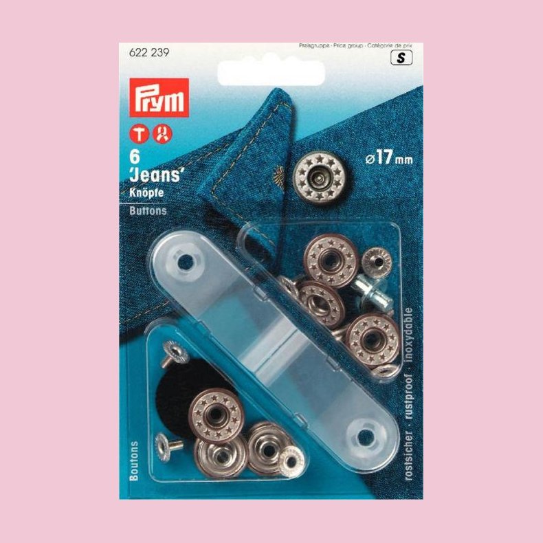 TRYKKNAP-KIT JEANS 6STK �=17MM - S�LV - STJERNER 