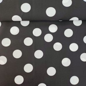 Bomulds Poplin // Store Prikker Sort Hvid