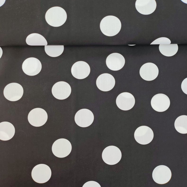 Bomulds Poplin // Store Prikker Sort Hvid