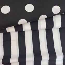 Bomulds Poplin // Sort Stribet Sort Hvid