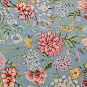 Gobelin // Blomster bl� turkis
