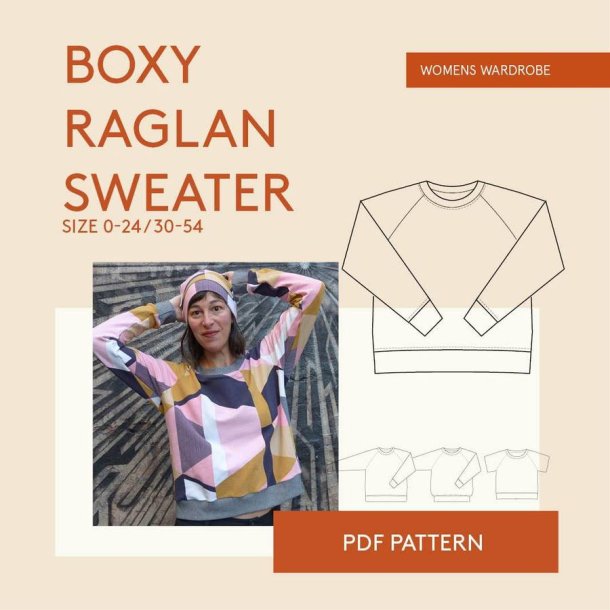 Boxy Raglan bluse sweat str. 30-54 - Wardrobe by me