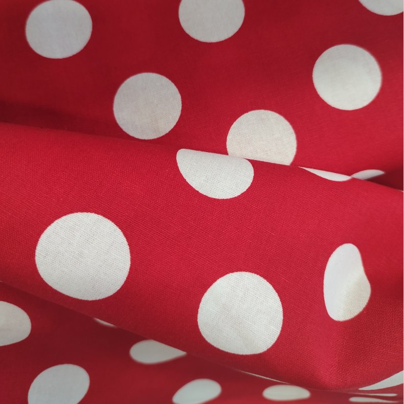 Polka  // R�d og hvid prik 2cm.