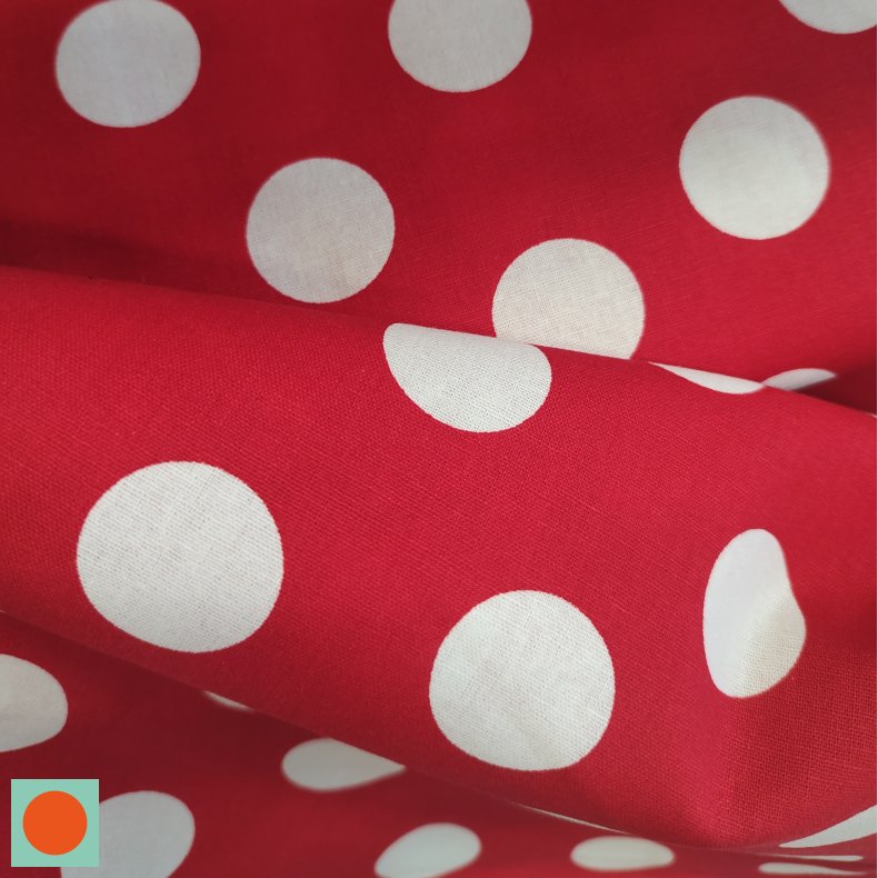 Polka  // Rd og hvid prik 2cm.