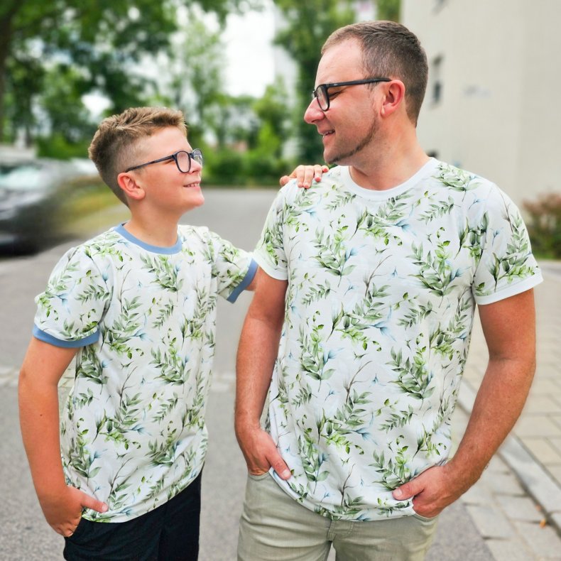 Bomulds Jersey // Green Leaves
