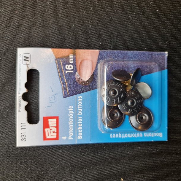 PATENTKNAPPER 4STK 16MM SORT