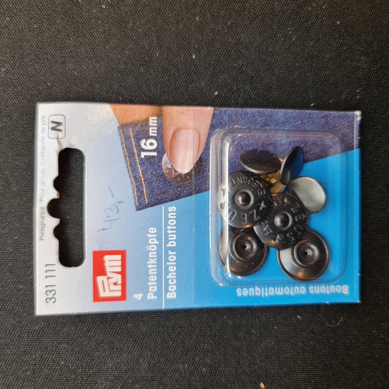 PATENTKNAPPER 4STK 16MM SORT