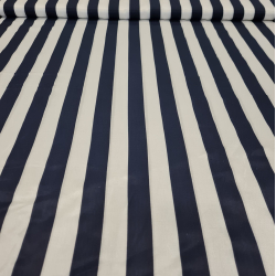 Silke taft bomuld // Bl� marine hvid stribe