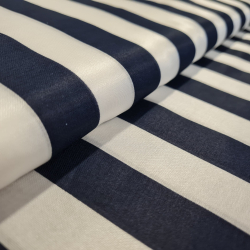 Silke taft bomuld // Bl� marine hvid stribe