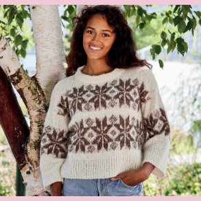 Strikkeopskrift PDF // Nanna bred bluse med isblomster nr. 892306 DK SE NO