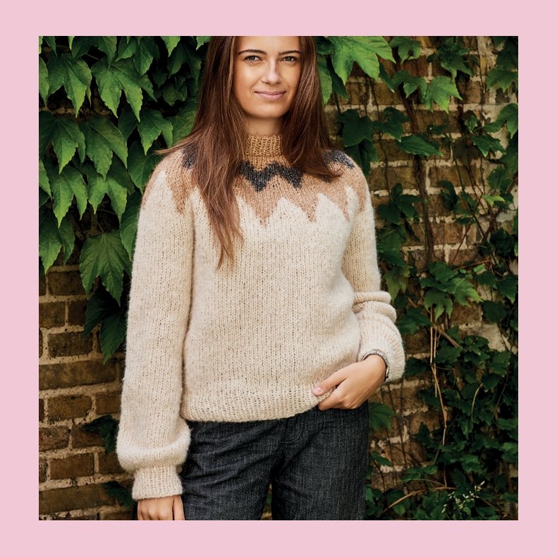 Strikkeopskrift PDF // Nanna Sweater med m�nsterstrikket b�restykke nr. 892317 DK SE NO