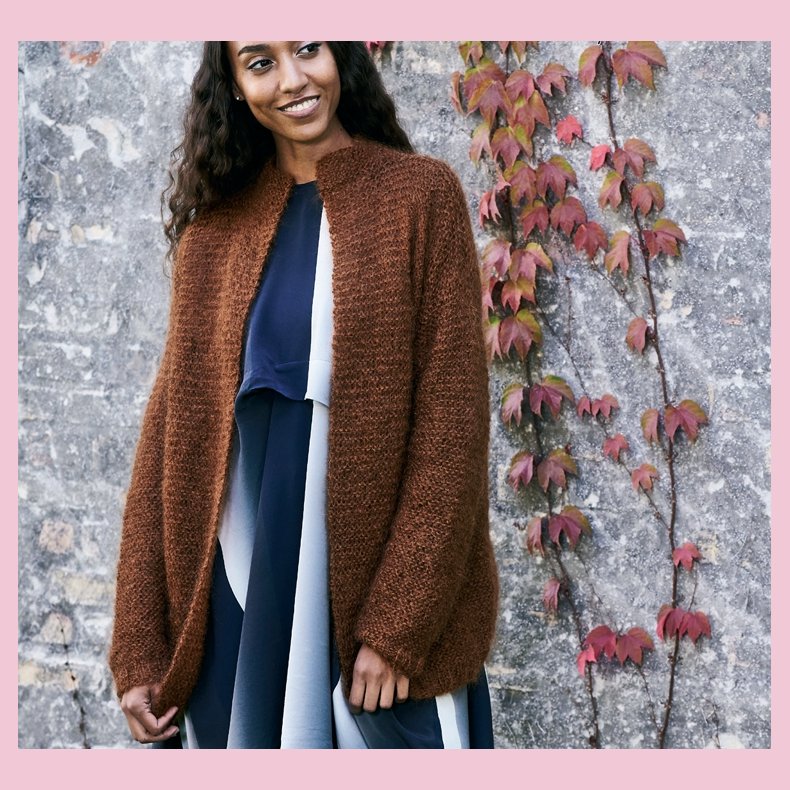 Strikkeopskrift PDF // Bella Retstrikket Cardigan nr. 893224 DK SE NO