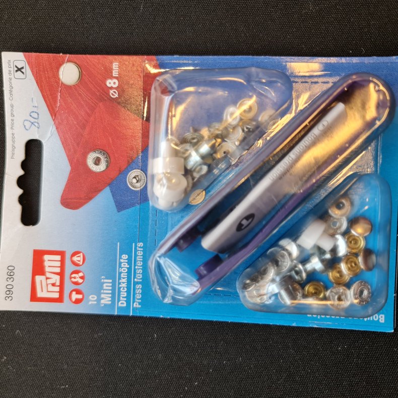 TRYKKNAP-KIT MINI 10STK �=8MM -S�LV