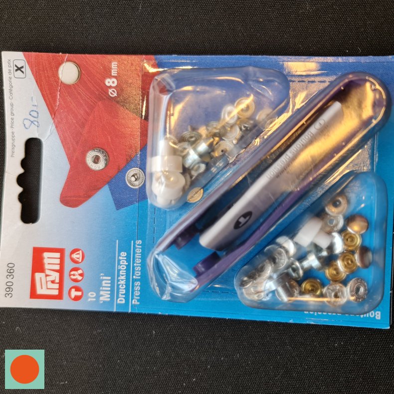 TRYKKNAP-KIT MINI 10STK =8MM -SLV