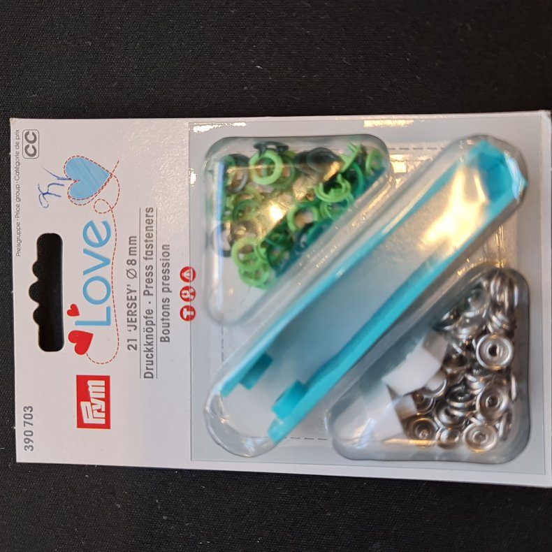 TRYKKNAP-KIT TIL JERSEY 21STK =8MM - GRN