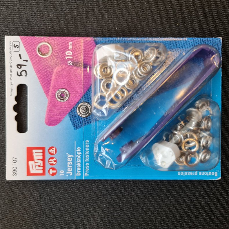 TRYKKNAP-KIT JERSEY 10STK �=10MM - S�LV