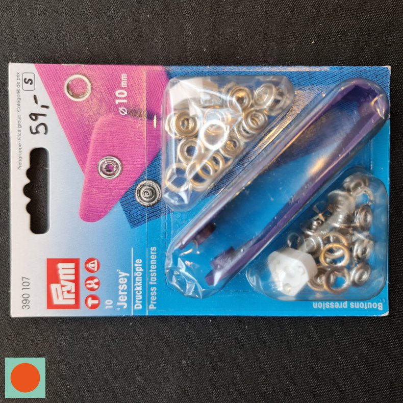 TRYKKNAP-KIT JERSEY 10STK =10MM - SLV