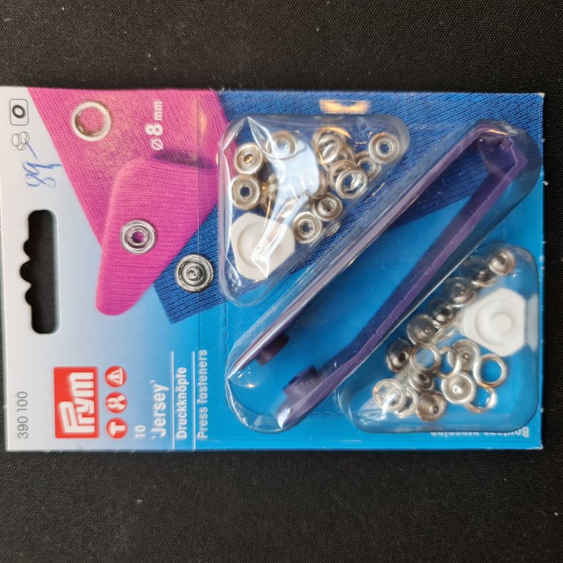 TRYKKNAP-KIT JERSEY 10STK �=8MM - S�LV