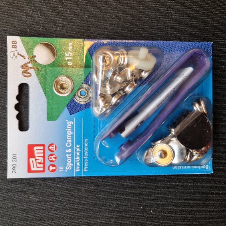 TRYKKNAP-KIT SPORT OG CAMPING 10STK �=15MM - S�LV