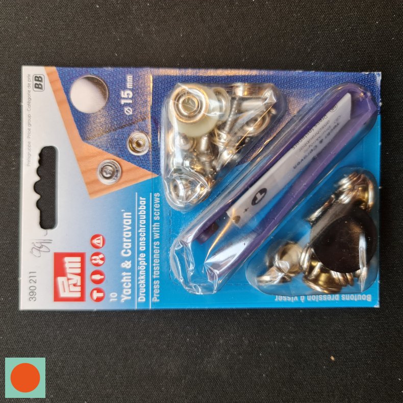 TRYKKNAP-KIT YACHT OG CARAVAN TIL AT STTE P FLADER 10STK =15MM - SLV