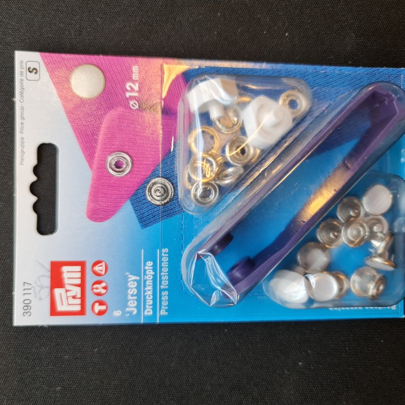 TRYKKNAP-KIT JERSEY STK 6 �=12MM - S�LV