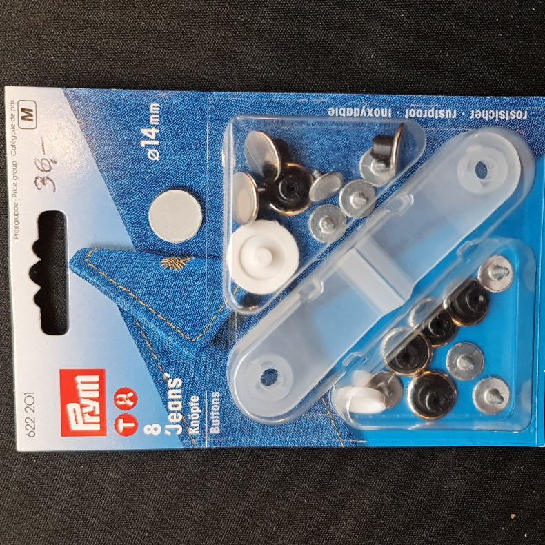 TRYKKNAP-KIT JEANS 8STK �=14MM S�LV