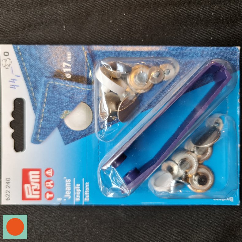 TRYKKNAP-KIT JEANS 8STK =17MM - SLV
