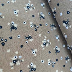 Bomulds V�vet // Gr� Brun lille Blomst
