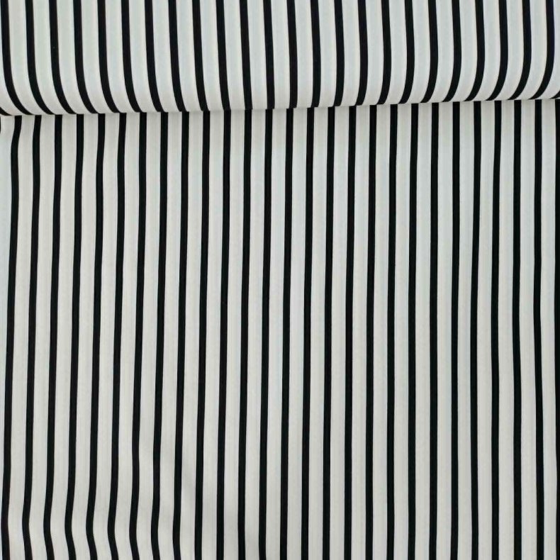 Bomulds Poplin // Sm� Striber Hvid Sort