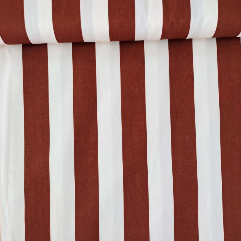 Bomulds Poplin // Stribet Brun Hvid