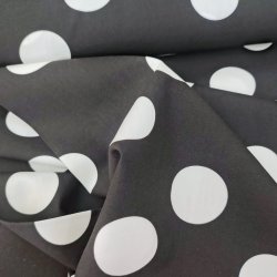 Bomulds Poplin // Store Prikker Sort Hvid