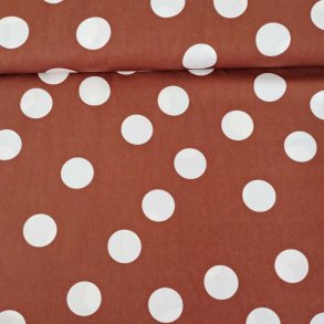 Bomulds Poplin // Store Prikker Brun Hvid