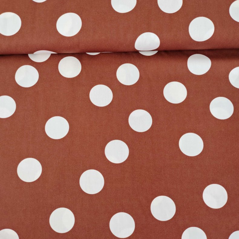 Bomulds Poplin // Store Prikker Brun Hvid