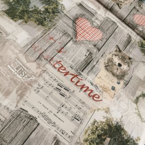 Kraftig bomuld 169,- Foto print - Sne ulv jul