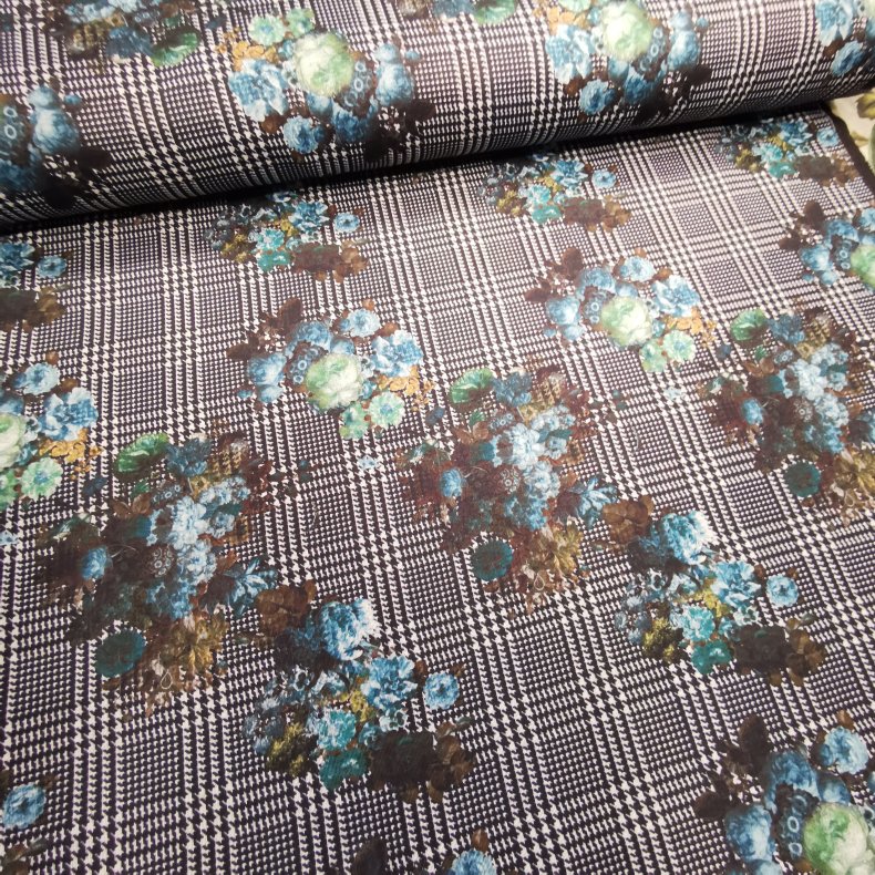 Vinter Jersey // Sort hvid tern turkis blomst