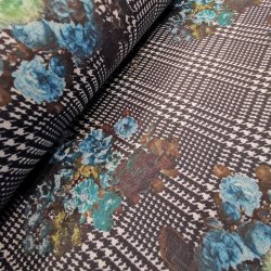 Vinter Jersey // Sort hvid tern turkis blomst