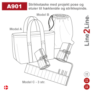 Strikketaske med projekt pose og etuier