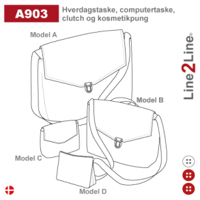 Hverdagstaske, computertaske, clutch og kosmetikpung