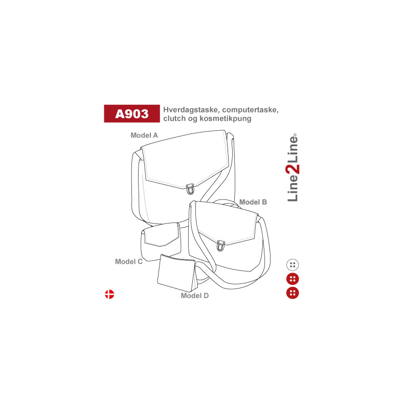 Hverdagstaske, computertaske, clutch og kosmetikpung