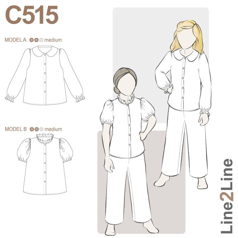 Line2Line C515 // SKJORTE M. PUF�RMER OG KRAVE 2-14�r