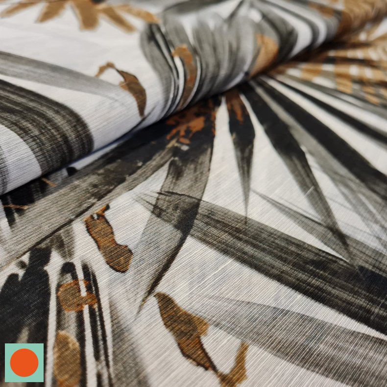 Silke Chiffon 199,- Brun sort hvid blade