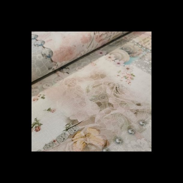 Kraftig bomuld 169,-  Foto print - Romantik rosa lyserd blomster roser