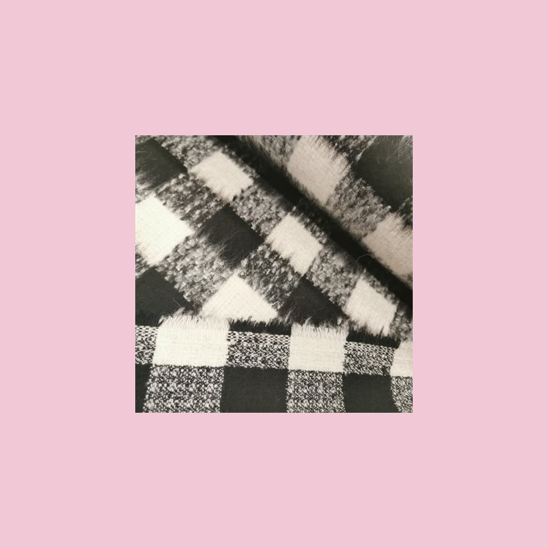 Jacquard Brokade 399,- Tern Stribet B�rstet Sort hvid